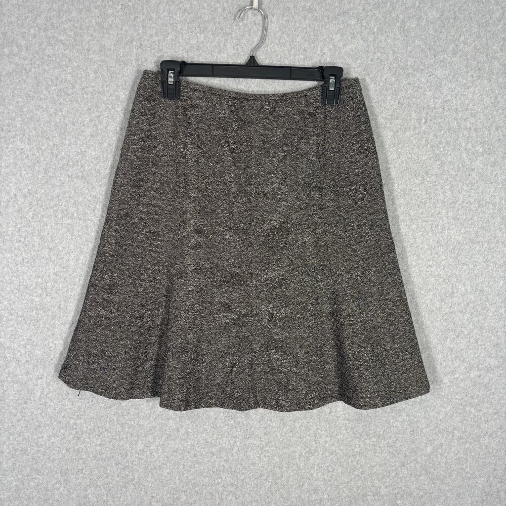 Tahari Skirt 8P Black Mini Wool Silk Flutter Tweed Academia School Girl Teacher